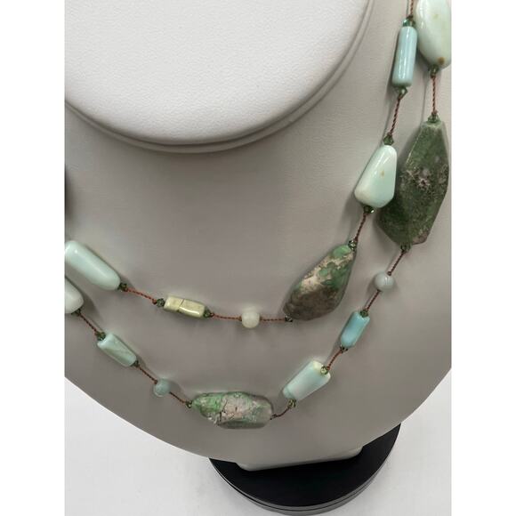 Margo Morrison Peruvian Opal, Variscite Swarovski Crystal 925 Necklace 35” New - Picture 6 of 14